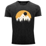 Neverless Print-Shirt Herren Vintage Shirt Natural Badge Logo Wandern Outdoor Fashion Dunkelgrau/Schwarz/Orange/Türkis/Gelb/Braun