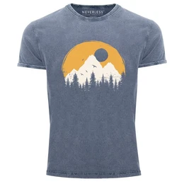 Print-Shirt Herren Vintage Shirt Print Natural Badge Logo Wandern Outdoor Fashion mit Print