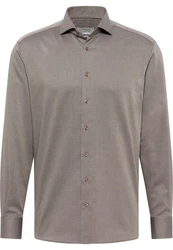 Eterna Langarmhemd Hemd Modern Fit mit Haifischkragen Grau/Khaki/Braun/Beige