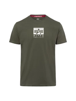 Alpha Industries T-Shirt Satin Logo Dunkelgrün