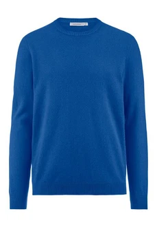 Hessnatur Strickpullover aus Schurwolle mit Kaschmir (1-tlg) Blau
