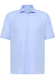 Langarmhemd Herren Hemd aus Leinenmix Modern Fit Kurzarm (1-tlg)