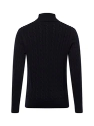 Gant Strickpullover COTTON CABLE TURTLE NECK Schwarz/Dunkelblau/Hellblau