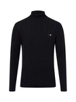 Gant Strickpullover COTTON CABLE TURTLE NECK Schwarz/Dunkelblau/Hellblau