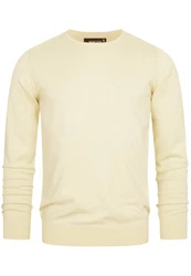 Indicode Herren Gamal Strickpullover O-Neck Pulli Gelb/Khaki/Beige/Gold