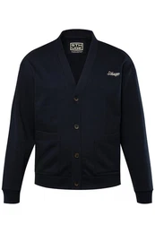 Fleecejacke Sweatjacke V-Ausschnitt Brust-Stickerei