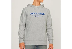 Jack & Jones Kapuzensweatshirt JJALVIS Sweat Hood Hellblau/Grau/Schwarz/Hellgrau