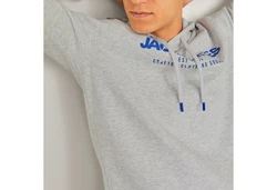 Jack & Jones Kapuzensweatshirt JJALVIS Sweat Hood Hellblau/Grau/Schwarz/Hellgrau
