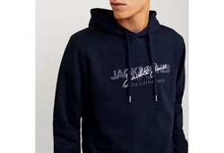 Jack & Jones Kapuzensweatshirt JJALVIS Sweat Hood Dunkelblau/Blau