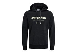 Jack & Jones Kapuzensweatshirt JJALVIS Sweat Hood Schwarz/Dunkelblau/Dunkelgrau