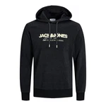 Jack & Jones Kapuzensweatshirt JJALVIS Sweat Hood Schwarz/Dunkelblau/Dunkelgrau