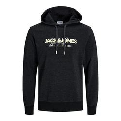 Jack & Jones Kapuzensweatshirt JJALVIS Sweat Hood Schwarz/Dunkelblau/Dunkelgrau