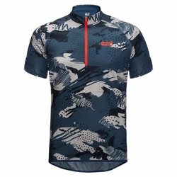 Jack Wolfskin Kurzarmshirt Tourer Halfzip Print Blau/Dunkelblau/Hellblau