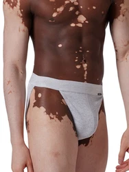 Skiny Slip Herren Tanga Cotton Retro graumeliert/schwarz