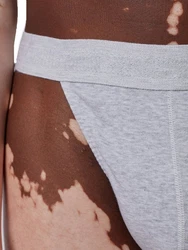 Skiny Slip Herren Tanga Cotton Retro graumeliert/schwarz