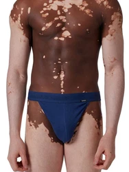 Skiny Slip Herren Tanga Cotton Retro Dunkelblau/Hellblau/Blau