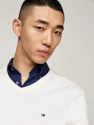 TOMMY HILFIGER Pullover ESSENTIAL Creme/Weiß/Khaki