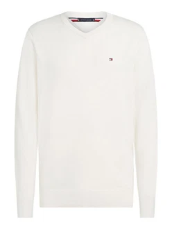 TOMMY HILFIGER Pullover ESSENTIAL Creme/Weiß/Khaki