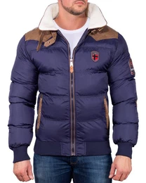 Winterjacke Herren Outdoor Jacke baabramovitch Navy S Gefttert mit Fellimitat