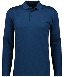 RAGMAN Langarm Poloshirt Softknit Blau/Dunkelblau
