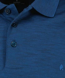 RAGMAN Langarm Poloshirt Softknit Blau/Dunkelblau