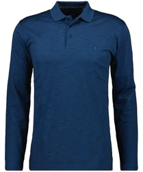 RAGMAN Langarm Poloshirt Softknit Blau/Dunkelblau