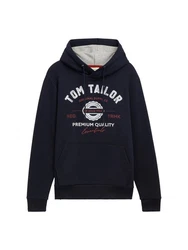 TOM TAILOR Sweatshirt Hoodie Dunkelblau/Beige/Hellblau