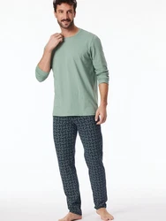 Schiesser Pyjama Casual Essentials Grün/Türkis/Hellgrün/Blau
