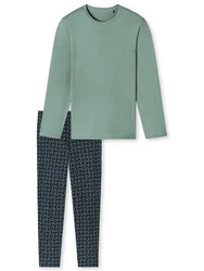 Schiesser Pyjama Casual Essentials Grün/Türkis/Hellgrün/Blau