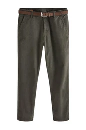 Stoffhose Slim Fit Chinohose mit Grtel Kurzgre (2-tlg)