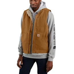 Steppweste Herren Winterweste Loose Fit Washed Duck Sherpa-Lined Mock-Neck