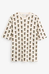 Next T-Shirt mit Hokusai-Motiv Beige/Braun