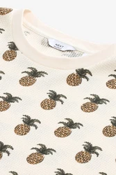 Next T-Shirt mit Hokusai-Motiv Beige/Braun