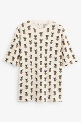 Next T-Shirt mit Hokusai-Motiv Beige/Braun
