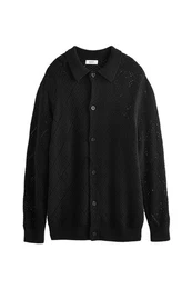 Strickjacke Relaxed Fit geknpfte Strickjacke mit Hkeldetails (1-tlg)