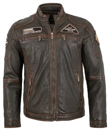 Lederjacke GMCruise - Herren Lederjacke Lammnappa dunkelbraun antik