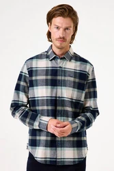 Garcia Langarmhemd Regular Fit Blau/Hellblau/Grau