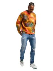 CARLO COLUCCI Sweatshirt Diop Schwarz/Orange/Grau