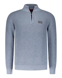 New Zealand Auckland Strickpullover Troyer-Pullover Drake Regular Fit Grau/Hellblau/Blau