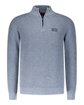 New Zealand Auckland Strickpullover Troyer-Pullover Drake Regular Fit Grau/Hellblau/Blau