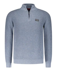 New Zealand Auckland Strickpullover Troyer-Pullover Drake Regular Fit Grau/Hellblau/Blau