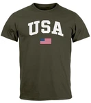 Neverless Print-Shirt Herren T-Shirt USA Schriftzug College Retro US Flagge Amerika Fashion 