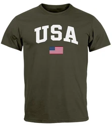 Neverless Print-Shirt Herren T-Shirt USA Schriftzug College Retro US Flagge Amerika Fashion 