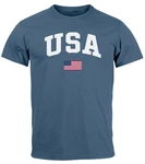 Neverless Print-Shirt Herren T-Shirt USA Schriftzug College Retro US Flagge Amerika Fashion 