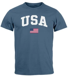 Neverless Print-Shirt Herren T-Shirt USA Schriftzug College Retro US Flagge Amerika Fashion 
