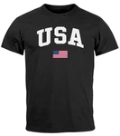 Neverless Print-Shirt Herren T-Shirt USA Schriftzug College Retro US Flagge Amerika Fashion Schwarz/Dunkelblau/Rot/Blau