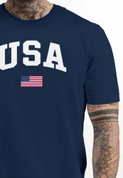 Neverless Print-Shirt Herren T-Shirt USA Schriftzug College Retro US Flagge Amerika Fashion Blau/Dunkelblau