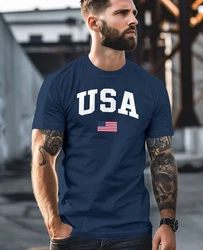 Neverless Print-Shirt Herren T-Shirt USA Schriftzug College Retro US Flagge Amerika Fashion Blau/Dunkelblau