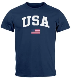 Print-Shirt Herren T-Shirt USA Schriftzug College Retro US Flagge Amerika Fashion mit Print