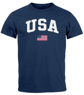 Neverless Print-Shirt Herren T-Shirt USA Schriftzug College Retro US Flagge Amerika Fashion